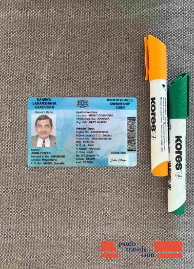 Somalia driving license photolook FRONT PSD template